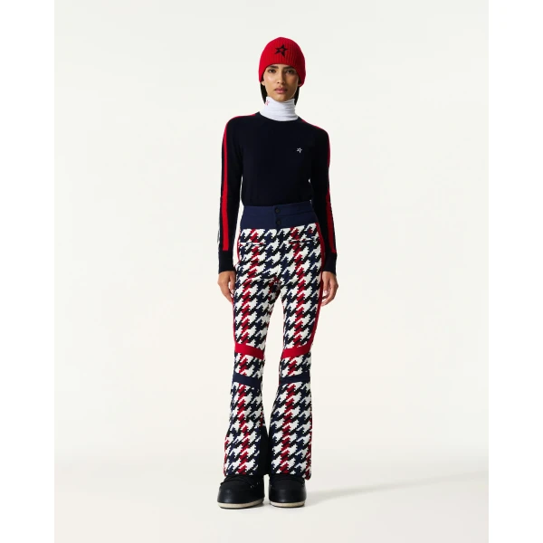 Perfect Moment High-Waist Aurora Flare Ski Pant in Houndstooth, view 2 | Pants | Luxury Shoes 