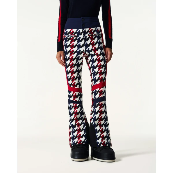 Perfect Moment High-Waist Aurora Flare Ski Pant in Houndstooth, view 3 | Pants | Luxury Shoes 
