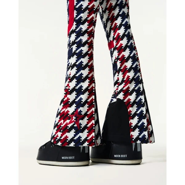 Perfect Moment High-Waist Aurora Flare Ski Pant in Houndstooth, view 5 | Pants | Luxury Shoes 
