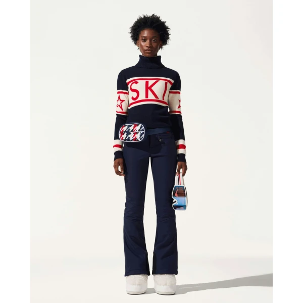 Perfect Moment High-Waist Aurora Flare Ski Pant in Navy 2191, view 2 | Pants | Luxury Shoes 