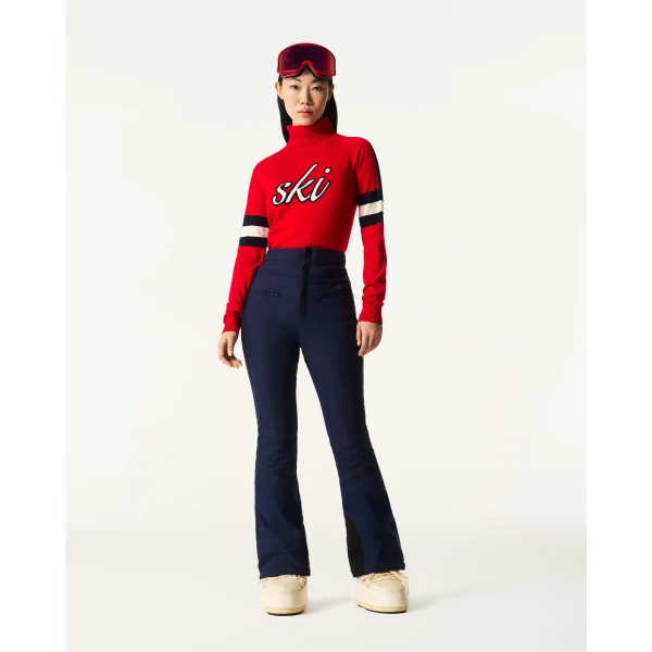 Perfect Moment High-Waist Aurora Flare Ski Pant in Navy, view 2 | Pants | Luxury Shoes 