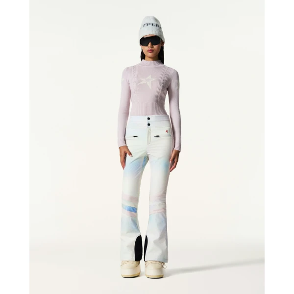 Perfect Moment High-Waist Aurora Flare Ski Pant in Pastel Rainbow, view 2 | Pants | Luxury Shoes 
