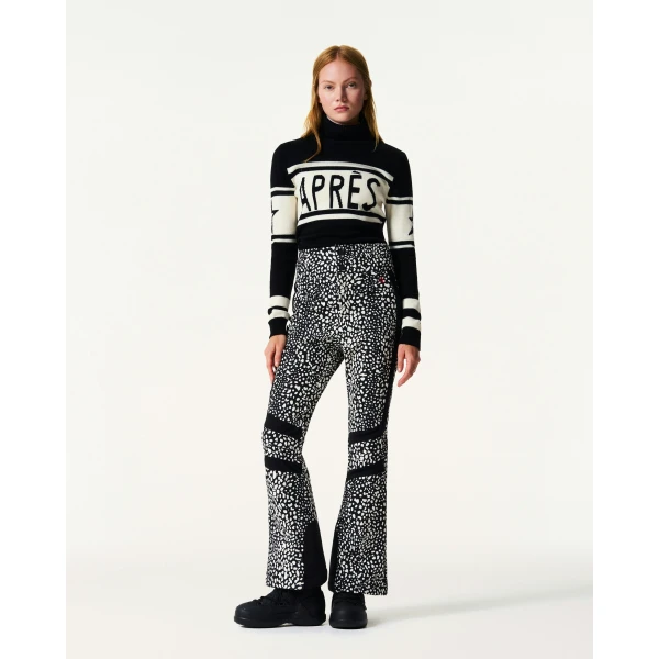 Perfect Moment High-Waist Aurora Flare Ski Pant in Snow Leopard, view 2 | Pants | Luxury Shoes 