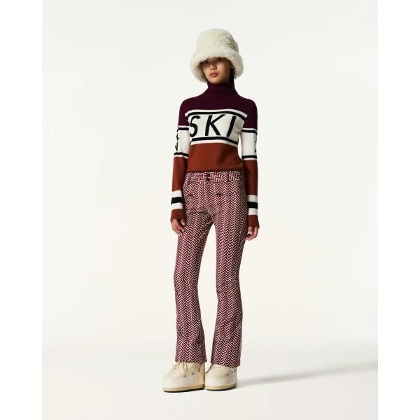 Perfect Moment High-Waist Aurora Flare Ski Pant in Wine, view 2 | Pants | Luxury Shoes 