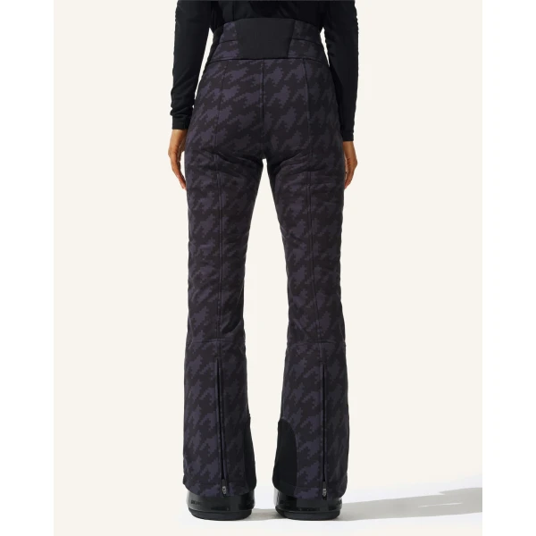 Perfect Moment Houndstooth High-Waist Aurora Flare Ski Pant in Black Houndstooth, view 3 | Pants | Luxury Shoes 