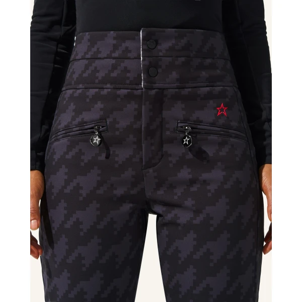 Perfect Moment Houndstooth High-Waist Aurora Flare Ski Pant in Black Houndstooth, view 5 | Pants | Luxury Shoes 