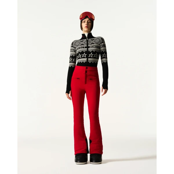 Perfect Moment Intarsia-Knit Merino Wool Bodysuit in Black, view 2 | Bodysuit | Luxury Shoes 