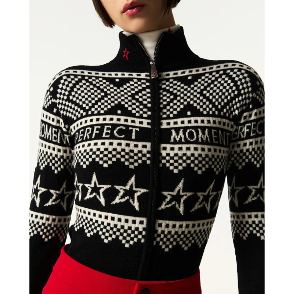 Perfect Moment Intarsia-Knit Merino Wool Bodysuit in Black, view 5 | Bodysuit | Luxury Shoes 