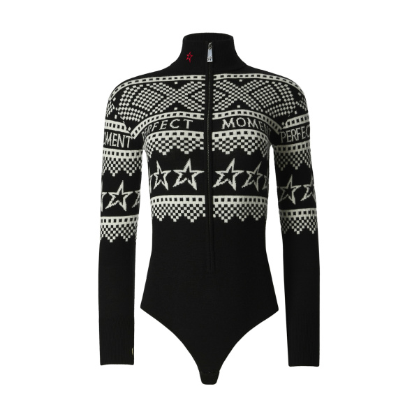 Perfect Moment Intarsia-Knit Merino Wool Bodysuit in Black | Bodysuit | Luxury Shoes 