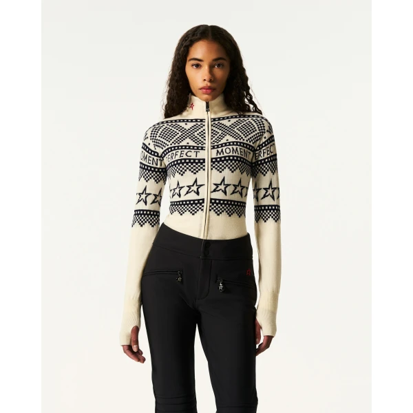 Perfect Moment Intarsia-Knit Merino Wool Bodysuit in White, view 3 | Bodysuit | Luxury Shoes 
