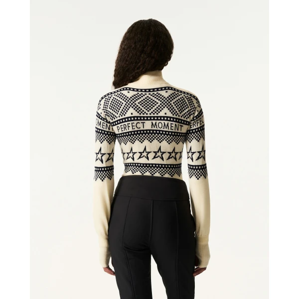 Perfect Moment Intarsia-Knit Merino Wool Bodysuit in White, view 5 | Bodysuit | Luxury Shoes 