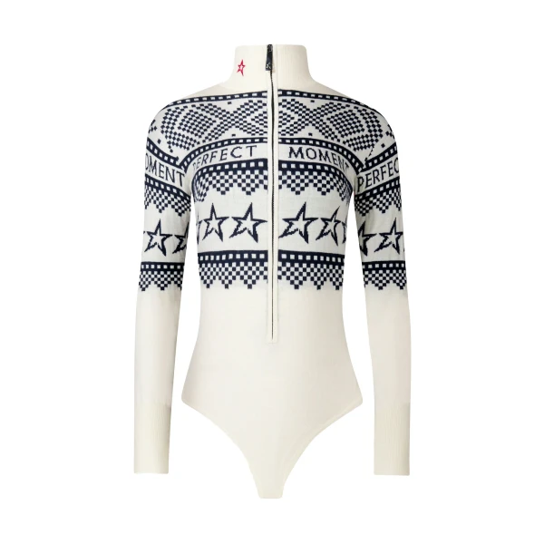 Perfect Moment Intarsia-Knit Merino Wool Bodysuit in White | Bodysuit | Luxury Shoes 