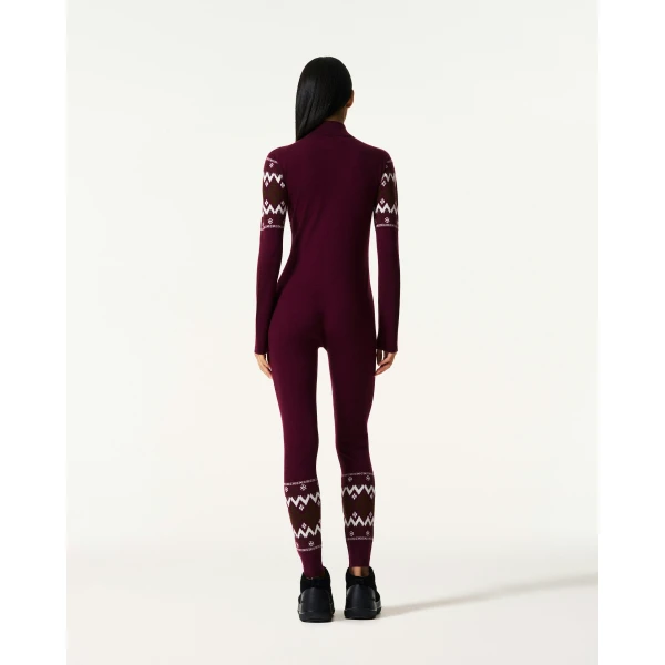 Perfect Moment Intarsia-Knit Merino Wool Jumpsuit in Burgundy, view 6 | Jumpsuit | Luxury Shoes 