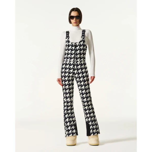 Perfect Moment JG Bib Ski Pant in Black and White Houndstooth, view 2 | Pants | Luxury Shoes 