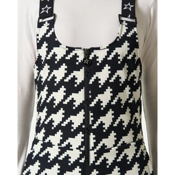 Perfect Moment JG Bib Ski Pant in Black and White Houndstooth, view 4 | Pants | Luxury Shoes 