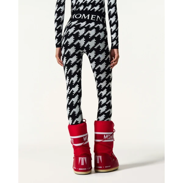 Perfect Moment Jacquard Base Layer Legging in Black and White Houndstooth, view 4 | Leggings | Luxury Shoes 
