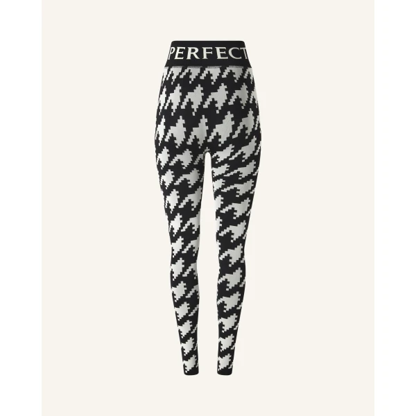 Perfect Moment Jacquard Base Layer Legging in Black and White Houndstooth, view 5 | Leggings | Luxury Shoes 