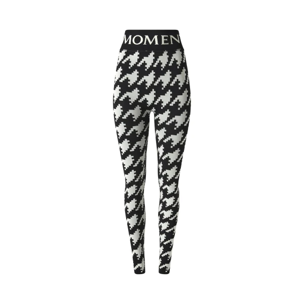 Perfect Moment Jacquard Base Layer Legging in Black and White Houndstooth | Leggings | Luxury Shoes 