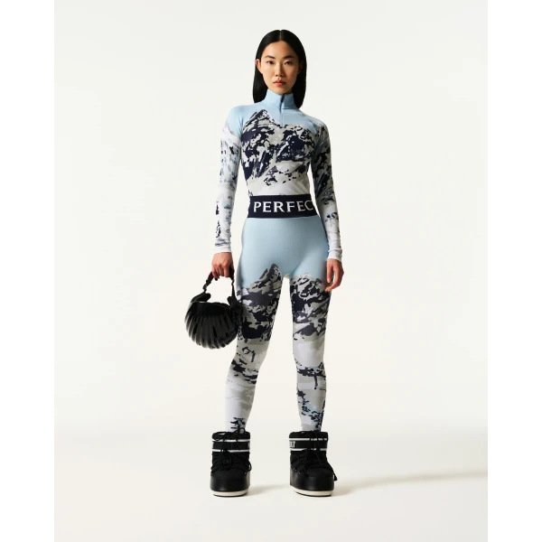 Perfect Moment Jacquard Base Layer Legging in Landscape, view 2 | Leggings | Luxury Shoes 