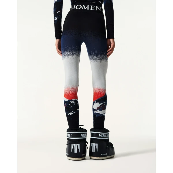 Perfect Moment Jacquard Base Layer Legging in Navy & White, view 4 | Leggings | Luxury Shoes 