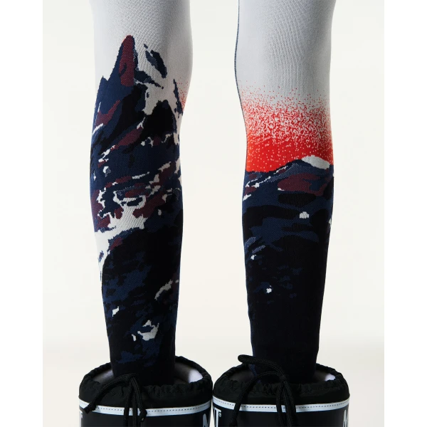 Perfect Moment Jacquard Base Layer Legging in Navy & White, view 5 | Leggings | Luxury Shoes 