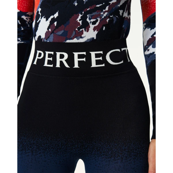 Perfect Moment Jacquard Base Layer Legging in Navy & White, view 6 | Leggings | Luxury Shoes 
