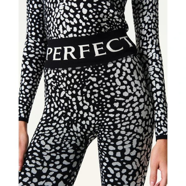 Perfect Moment Jacquard Base Layer Legging in Snow Leopard, view 5 | Leggings | Luxury Shoes 