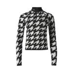 Perfect Moment Jacquard Base Layer Top in Black and White Houndstooth | Long Sleeve | Luxury Shoes 