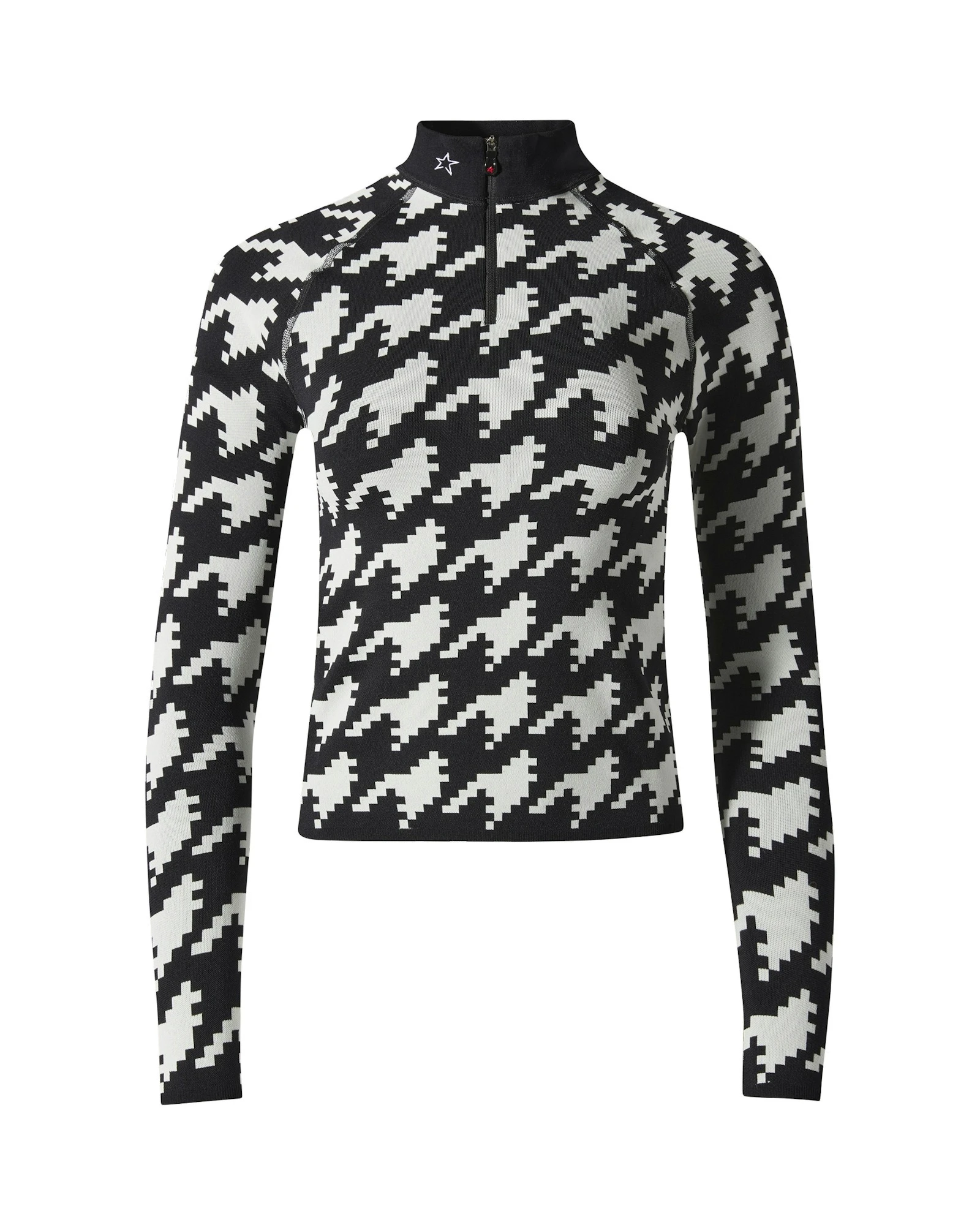 Perfect Moment Jacquard Base Layer Top in Black and White Houndstooth Perfect Moment Jacquard Base Layer Top in Black and White Houndstooth | Long Sleeve | Luxury Shoes