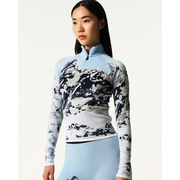 Perfect Moment Jacquard Base Layer Top in Landscape, view 3 | Long Sleeve | Luxury Shoes 