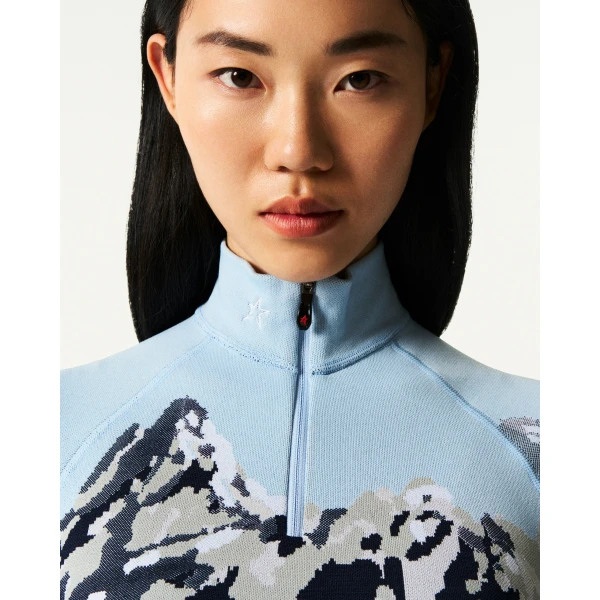 Perfect Moment Jacquard Base Layer Top in Landscape, view 5 | Long Sleeve | Luxury Shoes 