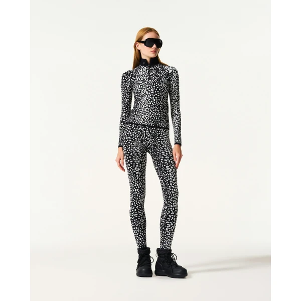 Perfect Moment Jacquard Base Layer Top in Snow Leopard, view 2 | Long Sleeve | Luxury Shoes 