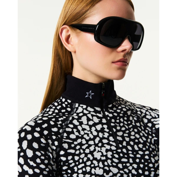 Perfect Moment Jacquard Base Layer Top in Snow Leopard, view 5 | Long Sleeve | Luxury Shoes 