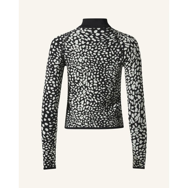 Perfect Moment Jacquard Base Layer Top in Snow Leopard, view 6 | Long Sleeve | Luxury Shoes 