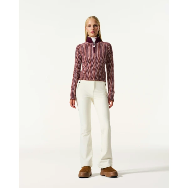 Perfect Moment LA Tour Merino Wool 1/4 Zip Sweater in Burgundy, view 2 | Sweaters | Luxury Shoes 