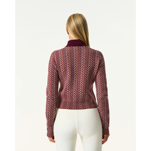 Perfect Moment LA Tour Merino Wool 1/4 Zip Sweater in Burgundy, view 4 | Sweaters | Luxury Shoes 