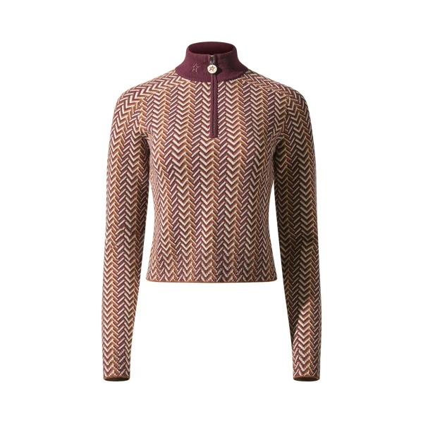 Perfect Moment LA Tour Merino Wool 1/4 Zip Sweater in Burgundy | Sweaters | Luxury Shoes 