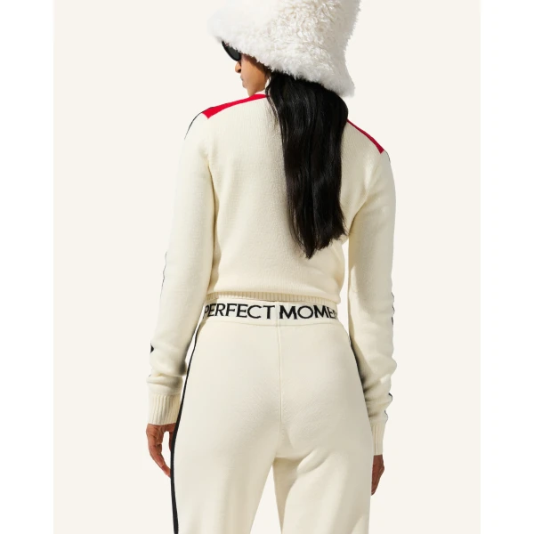 Perfect Moment LA Tour Merino Wool 1/4 Zip Sweater in Snow White, view 3 | Sweaters | Luxury Shoes 