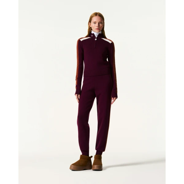 Perfect Moment LA Tour Merino Wool 1/4 Zip Sweater in Wine, view 2 | Sweaters | Luxury Shoes 