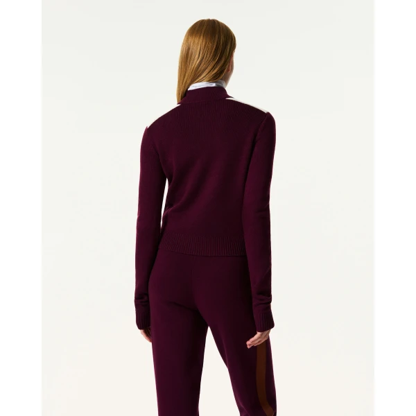 Perfect Moment LA Tour Merino Wool 1/4 Zip Sweater in Wine, view 4 | Sweaters | Luxury Shoes 