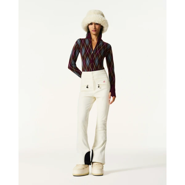 Perfect Moment Merino Wool Argyle Bodysuit in Burgundy, view 2 | Bodysuit | Luxury Shoes 