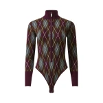 Perfect Moment Merino Wool Argyle Bodysuit in Burgundy | Bodysuit | Luxury Shoes 