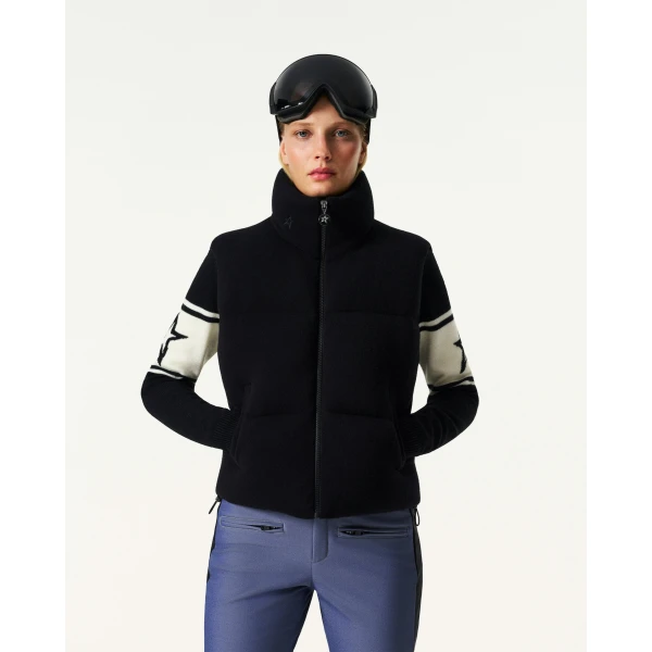 Perfect Moment Merino Wool & Cashmere Down Gilet in Black, view 3 | Vests | Luxury Shoes 