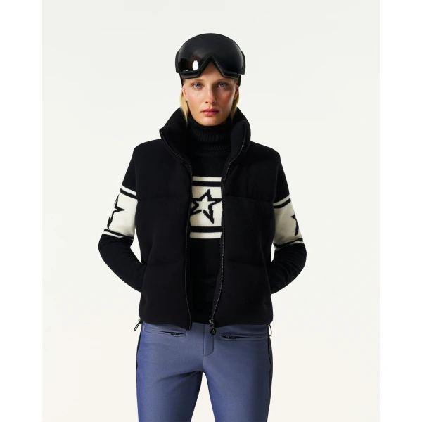 Perfect Moment Merino Wool & Cashmere Down Gilet in Black, view 4 | Vests | Luxury Shoes 