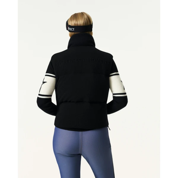 Perfect Moment Merino Wool & Cashmere Down Gilet in Black, view 5 | Vests | Luxury Shoes 