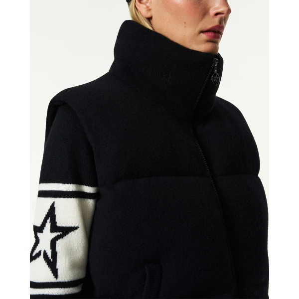 Perfect Moment Merino Wool & Cashmere Down Gilet in Black, view 6 | Vests | Luxury Shoes 