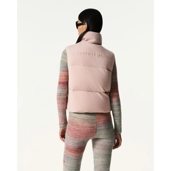 Perfect Moment Merino Wool & Cashmere Down Gilet in Blush, view 4 | Vests | Luxury Shoes 