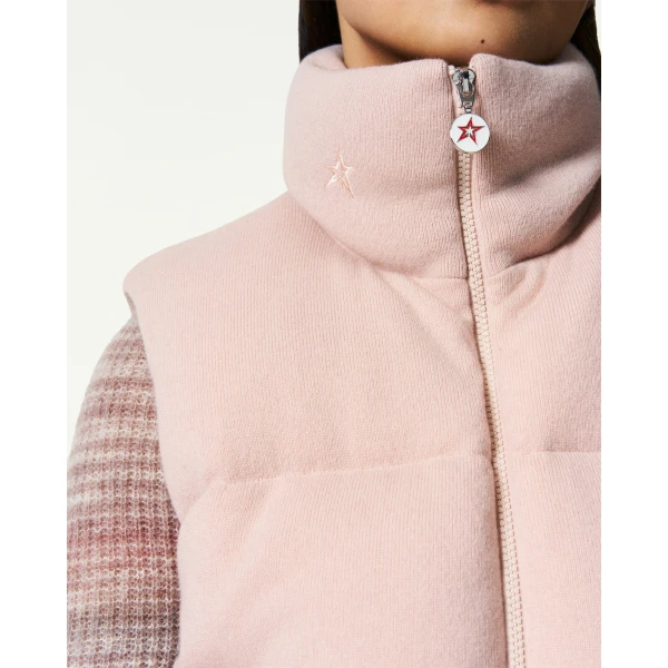 Perfect Moment Merino Wool & Cashmere Down Gilet in Blush, view 5 | Vests | Luxury Shoes 