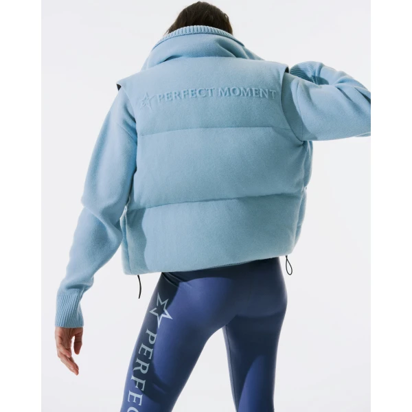 Perfect Moment Merino Wool & Cashmere Down Gilet in Cloud Blue, view 3 | Vests | Luxury Shoes 