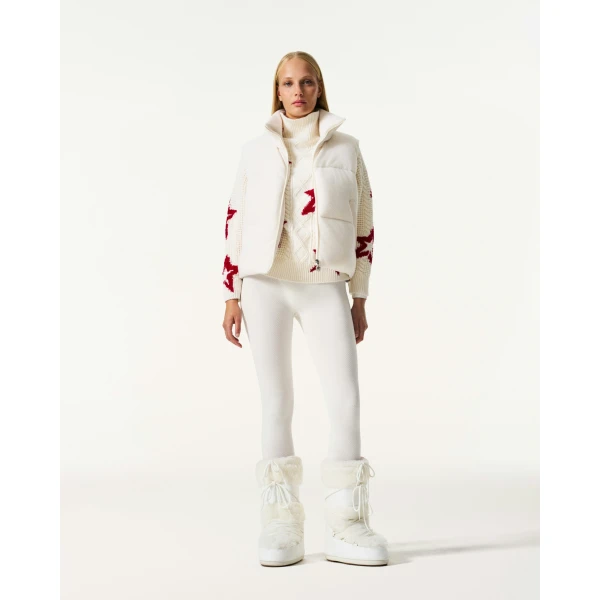 Perfect Moment Merino Wool & Cashmere Down Gilet in Nature White, view 2 | Vests | Luxury Shoes 